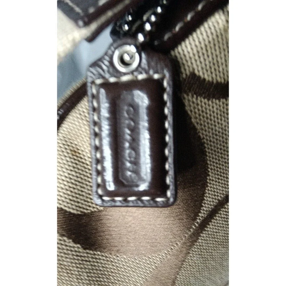 Coach Signature Swingpack Crossbody Khaki Brown Stripe Handbag Purse